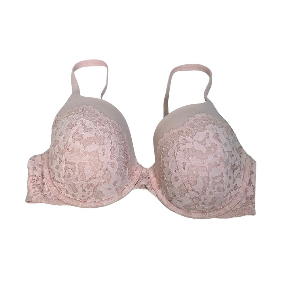 VICTORIA'S SECRET Bra Light Pink Lace Lined Perfect Coverage Size 34D